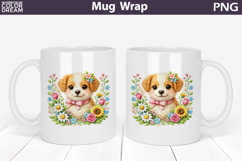 Dog Floral Mug Wrap | Spring Animal Mug Sublimation Product Image 1