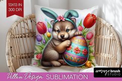 Easter Animals Pillow Sublimation - Bunny Ears Pillow Cover Product Image 1