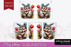Easter Animals Mug Wrap - Bunny Ears Mug PNG Sublimation Product Image 1