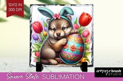 Easter Animals Slate PNG - Bunny Ears Square Slate Product Image 1