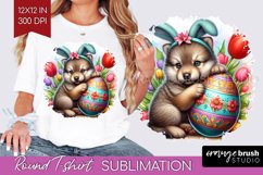 Easter Animals Round Tshirt Background - Bunny Ears PNG Product Image 1
