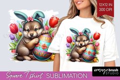 Easter Animals Square Tshirt Background - Bunny Ears PNG Product Image 1