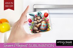Easter Animals Magnet Sublimation - Bunny Ears Square Magnet Product Image 1