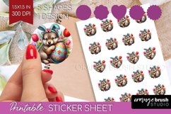 Easter Animals Round Sticker - Bunny Ears Printable Sticker Product Image 1