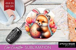 Easter Animals Car Coaster - Bunny Ears Coaster PNG Product Image 1