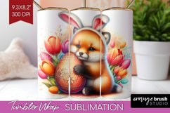 Easter Animals Tumbler Wrap - Bunny Ears Tumbler PNG Product Image 1