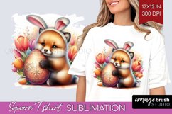 Easter Animals Square Tshirt Background - Bunny Ears PNG Product Image 1
