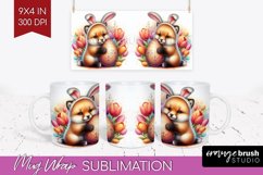 Easter Animals Mug Wrap - Bunny Ears Mug PNG Sublimation Product Image 1
