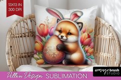 Easter Animals Pillow Sublimation - Bunny Ears Pillow Cover Product Image 1