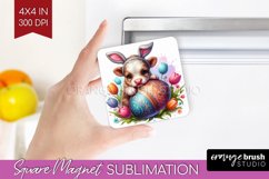 Easter Animals Magnet Sublimation - Bunny Ears Square Magnet Product Image 1