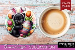 Easter Animals Round Coaster - Bunny Ears Coaster PNG Product Image 1