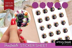 Easter Animals Round Sticker - Bunny Ears Printable Sticker Product Image 1