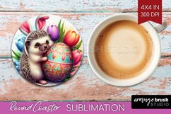 Easter Animals Round Coaster - Bunny Ears Coaster PNG Product Image 1