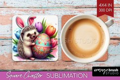 Easter Animals Square Coaster - Bunny Ears Coaster PNG Product Image 1