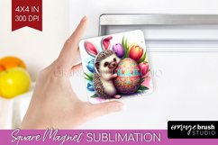 Easter Animals Magnet Sublimation - Bunny Ears Square Magnet Product Image 1