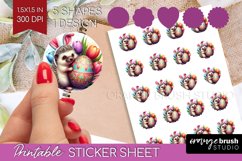 Easter Animals Round Sticker - Bunny Ears Printable Sticker Product Image 1