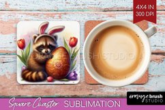 Easter Animals Square Coaster - Bunny Ears Coaster PNG Product Image 1