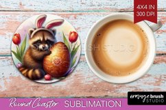Easter Animals Round Coaster - Bunny Ears Coaster PNG Product Image 1