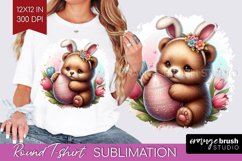Easter Animals Round Tshirt Background - Bunny Ears PNG Product Image 1