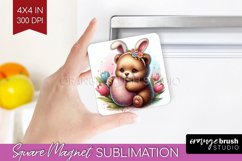 Easter Animals Magnet Sublimation - Bunny Ears Square Magnet Product Image 1