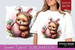 Easter Animals Square Tshirt Background - Bunny Ears PNG Product Image 1