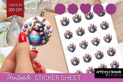 Easter Animals Round Sticker - Bunny Ears Printable Sticker Product Image 1