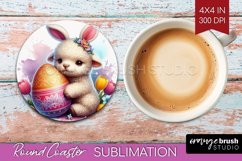 Easter Animals Round Coaster - Bunny Ears Coaster PNG Product Image 1