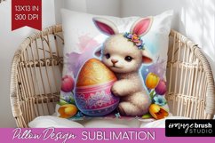 Easter Animals Pillow Sublimation - Bunny Ears Pillow Cover Product Image 1