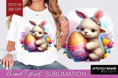 Easter Animals Round Tshirt Background - Bunny Ears PNG Product Image 1