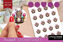 Easter Animals Round Sticker - Bunny Ears Printable Sticker Product Image 1