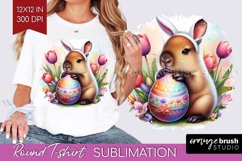Easter Animals Round Tshirt Background - Bunny Ears PNG Product Image 1