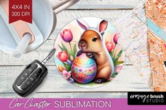Easter Animals Car Coaster - Bunny Ears Coaster PNG Product Image 1