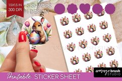 Easter Animals Round Sticker - Bunny Ears Printable Sticker Product Image 1