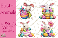 Easter Animals Clipart PNG, Cute Easter Animal Clip Art Product Image 1