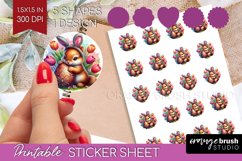 Easter Animals Round Sticker - Bunny Ears Printable Sticker Product Image 1