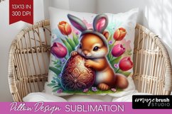 Easter Animals Pillow Sublimation - Bunny Ears Pillow Cover Product Image 1