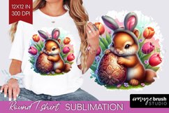 Easter Animals Round Tshirt Background - Bunny Ears PNG Product Image 1