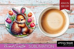 Easter Animals Round Coaster - Bunny Ears Coaster PNG Product Image 1