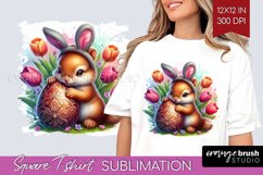 Easter Animals Square Tshirt Background - Bunny Ears PNG Product Image 1