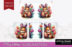 Easter Animals Mug Wrap - Bunny Ears Mug PNG Sublimation Product Image 1
