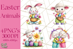 Easter Animals Clipart PNG, Cute Easter Animal Clip Art Product Image 1