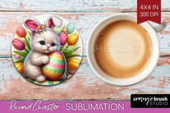 Easter Animals Round Coaster - Bunny Ears Coaster PNG Product Image 1