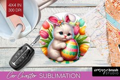 Easter Animals Car Coaster - Bunny Ears Coaster PNG Product Image 1