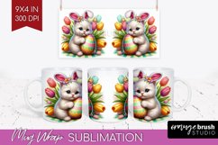Easter Animals Mug Wrap - Bunny Ears Mug PNG Sublimation Product Image 1