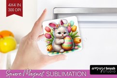 Easter Animals Magnet Sublimation - Bunny Ears Square Magnet Product Image 1