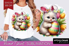Easter Animals Round Tshirt Background - Bunny Ears PNG Product Image 1