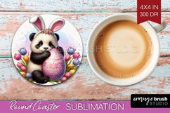 Easter Animals Round Coaster - Bunny Ears Coaster PNG Product Image 1