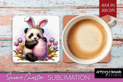 Easter Animals Square Coaster - Bunny Ears Coaster PNG Product Image 1