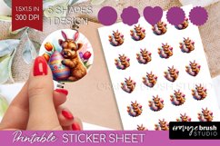 Easter Animals Round Sticker - Bunny Ears Printable Sticker Product Image 1