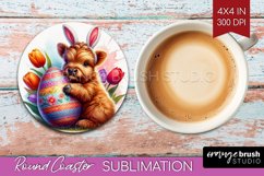 Easter Animals Round Coaster - Bunny Ears Coaster PNG Product Image 1
